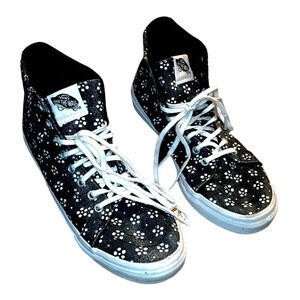 Vans Black Dot Daisy Print Lace Up High Top Sneakers Women’s Size 7